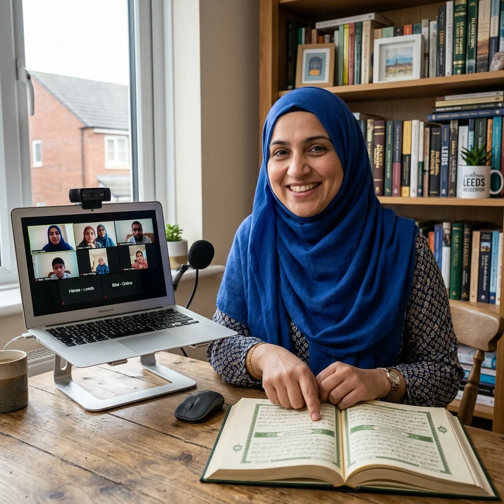 Certified Quran teacher explaining Tajweed recitation rules